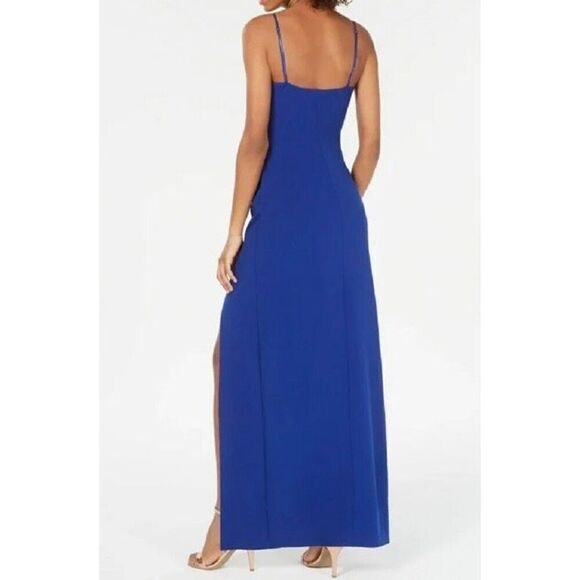 EMERALD SUNDAE - 🎉HP🎉 NWT - L Sz L High-Slit/V-Neck Side Ruched￼ Gown/Royal Blue - Picture 10 of 16